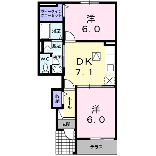 セトル与田(2DK/1階)の間取り写真