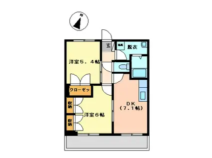 メイプルガーデン愛野(2DK/1階)の間取り写真