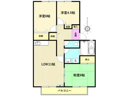 エクセルリバーサイドC(3LDK/1階)の間取り写真