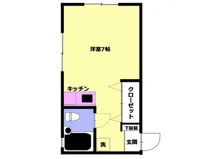 たつみはうす(ワンルーム/1階)の間取り写真