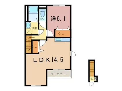 ルミナス莇生野(1LDK/2階)の間取り写真