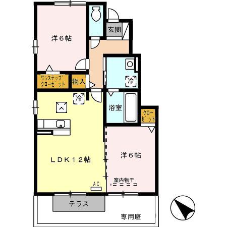 シャルマン・メゾン(2LDK/1階)の間取り写真