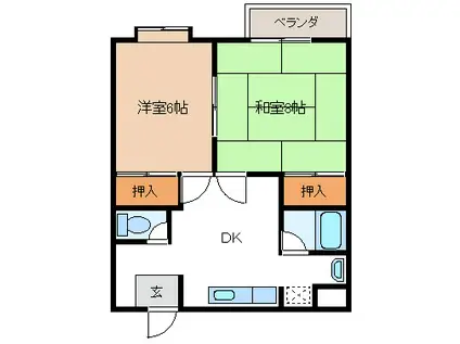 メゾン明園(2DK/1階)の間取り写真