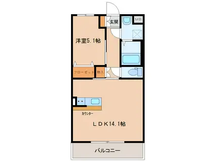 ソレアード小瀬I(1LDK/3階)の間取り写真