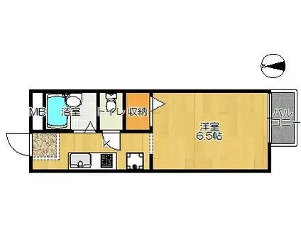 サウス柿木(1K/1階)の間取り写真