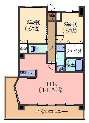 グランメール香久山(2LDK/4階)の間取り写真