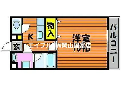 オーランド岩田(1K/2階)の間取り写真
