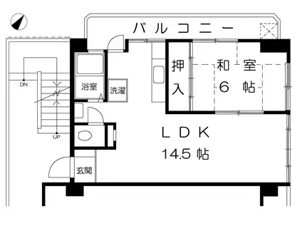 コンフォート六甲道(1LDK/2階)の間取り写真