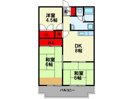 第2江藤ビル(3DK/6階)の間取り写真