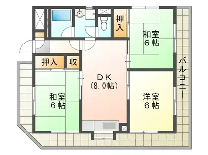 西国分寺山本ビルディング(3DK/3階)の間取り写真