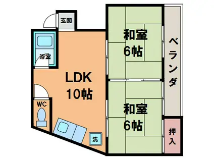 昭和ビル(2LDK/3階)の間取り写真