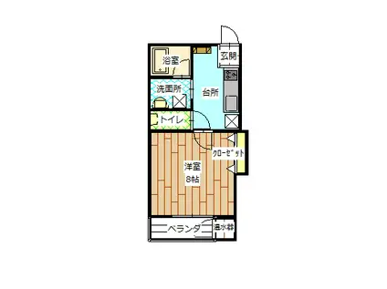 メゾンヴェルディB棟(1K/1階)の間取り写真