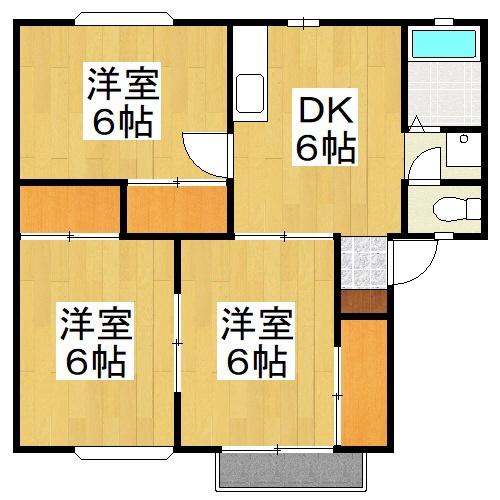 プラントコートA(3DK/2階)の間取り写真
