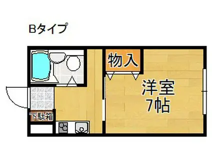 ワンルーム喜田(1K/2階)の間取り写真
