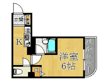東大阪レヂデンス(ワンルーム/3階)の間取り写真