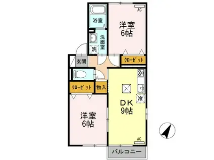 メゾンドスワン 101(2LDK/1階)の間取り写真