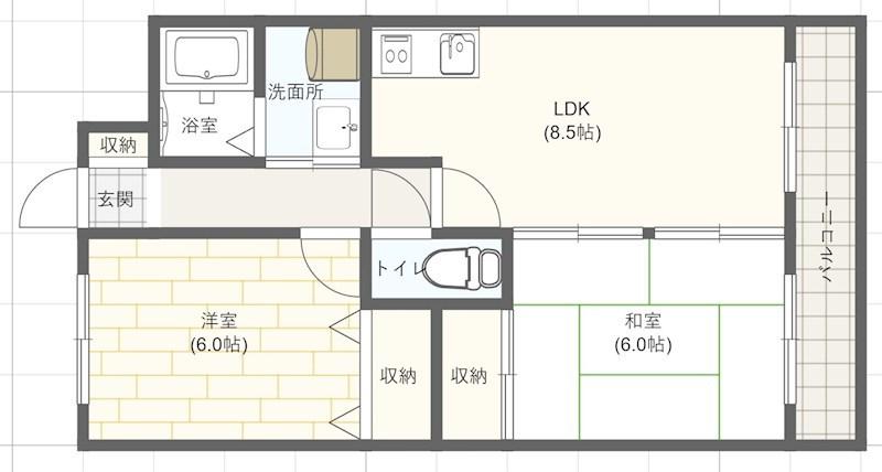 プランドール柳井(2LDK/2階)の間取り写真