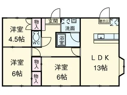石塚マンション(3LDK/2階)の間取り写真