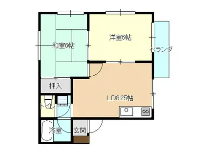 ヴィラパストラルみなみ(2DK/1階)の間取り写真