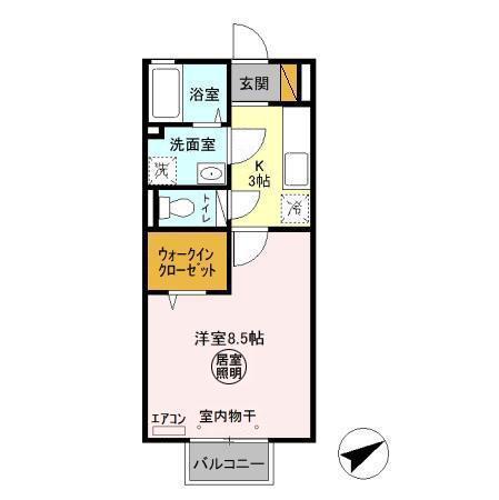 リヴァージュTAKARA(1K/2階)の間取り写真
