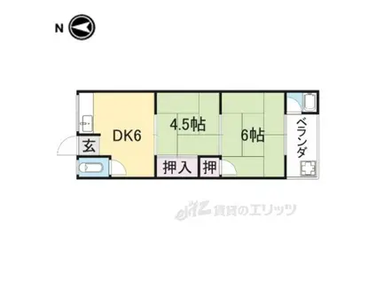 杉ノ荘(2K/2階)の間取り写真