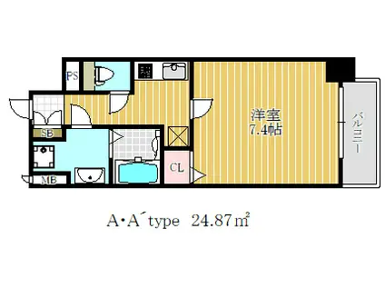 レゲスタ兵庫リバージュ(1K/3階)の間取り写真