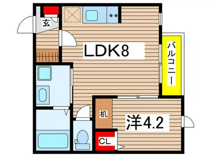 LONG HILLS本千葉(1LDK/1階)の間取り写真