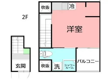 KUMUKAHI TERRACE(ワンルーム/2階)の間取り写真
