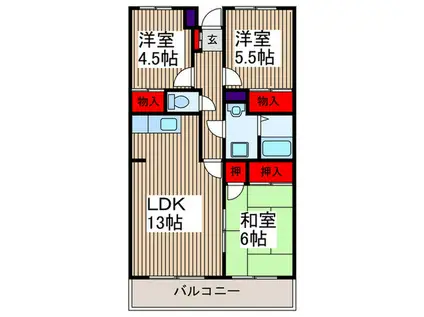 サンハイツ浦和2番館(3LDK/3階)の間取り写真