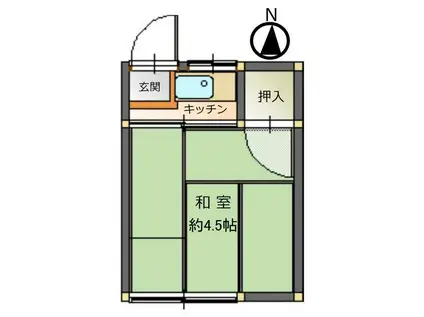 フラワーハイム A棟(1K/1階)の間取り写真
