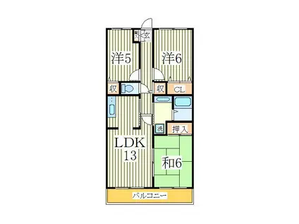 木崎台マンション(3LDK/5階)の間取り写真