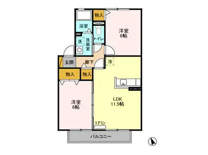 カプチーノC(1LDK/2階)の間取り写真