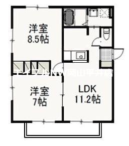 ティエラ B(2LDK/2階)の間取り写真