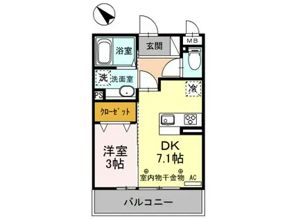 FIRSTSTAGE 上柴(1DK/2階)の間取り写真