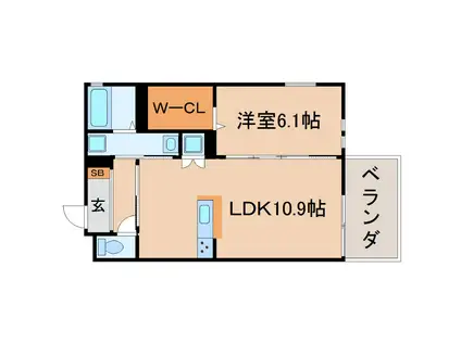 阪急神戸線 塚口駅(阪急) 徒歩10分 2階建 築14年(1LDK/1階)の間取り写真