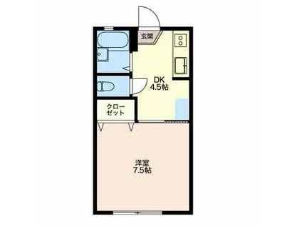 YYシーサイドパレス壱番館(1DK/1階)の間取り写真