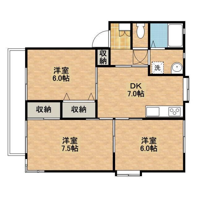 田崎ハイツ(3DK/1階)の間取り写真