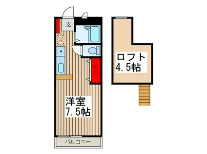 フルハウスY棟(ワンルーム/1階)の間取り写真