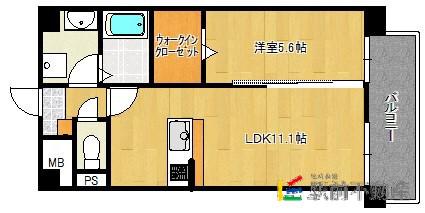 ラフレシーサ医大通(1LDK/1階)の間取り写真