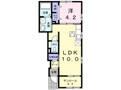 シャロームC II(1LDK/1階)の間取り写真