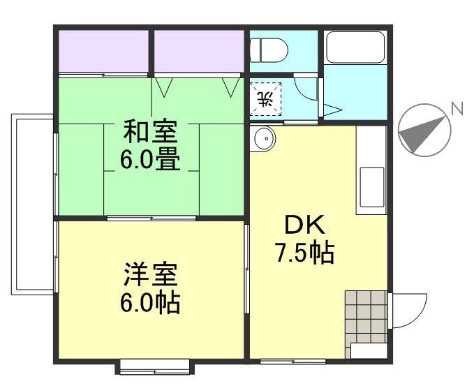 コーポマムB棟(2DK/2階)の間取り写真