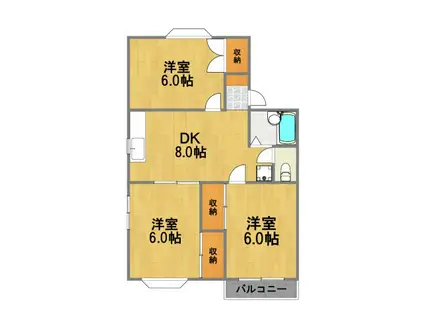 たちばな(3DK/2階)の間取り写真