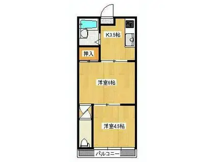 コーポK(2K/2階)の間取り写真