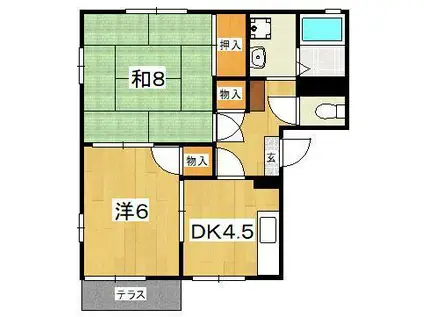 ドミパストラル(2DK/1階)の間取り写真