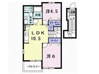 ソレアード葉中(2LDK/2階)の間取り写真