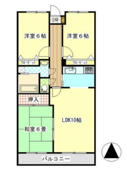 ドルフィン伏石(3LDK/5階)の間取り写真