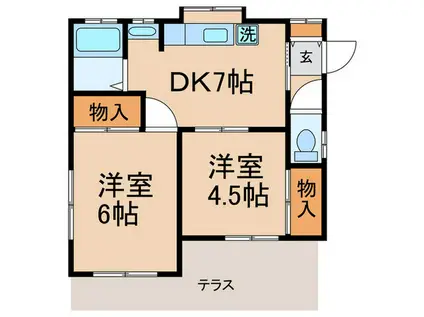 第一本橋荘(2DK/1階)の間取り写真