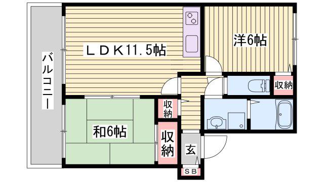 アンシャンテ(2LDK/2階)の間取り写真