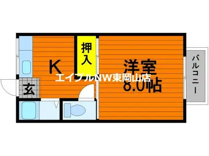 ハイツフジI(1K/2階)の間取り写真