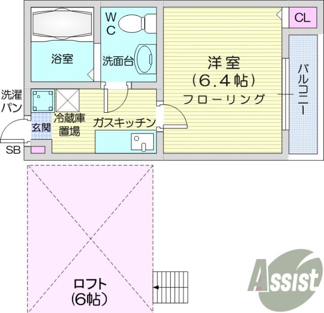MY LIFEⅡ(1K/2階)の間取り写真